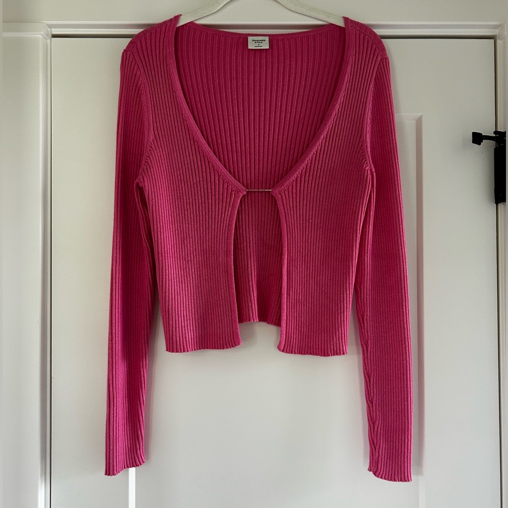 Abercrombie & Fitch Vibrant Pink Ribbed Cardigan